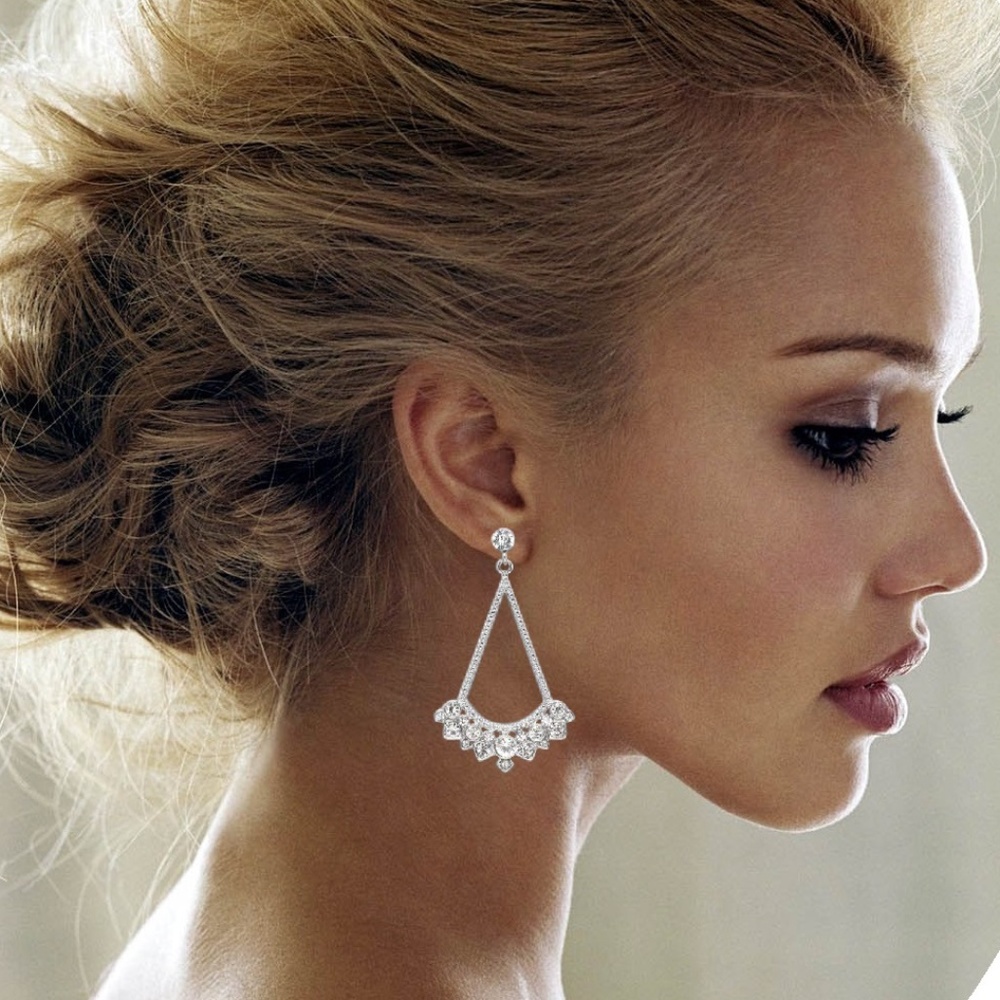 6 Pr Silver Chandelier Earrings Bridesmaid Jewelry
